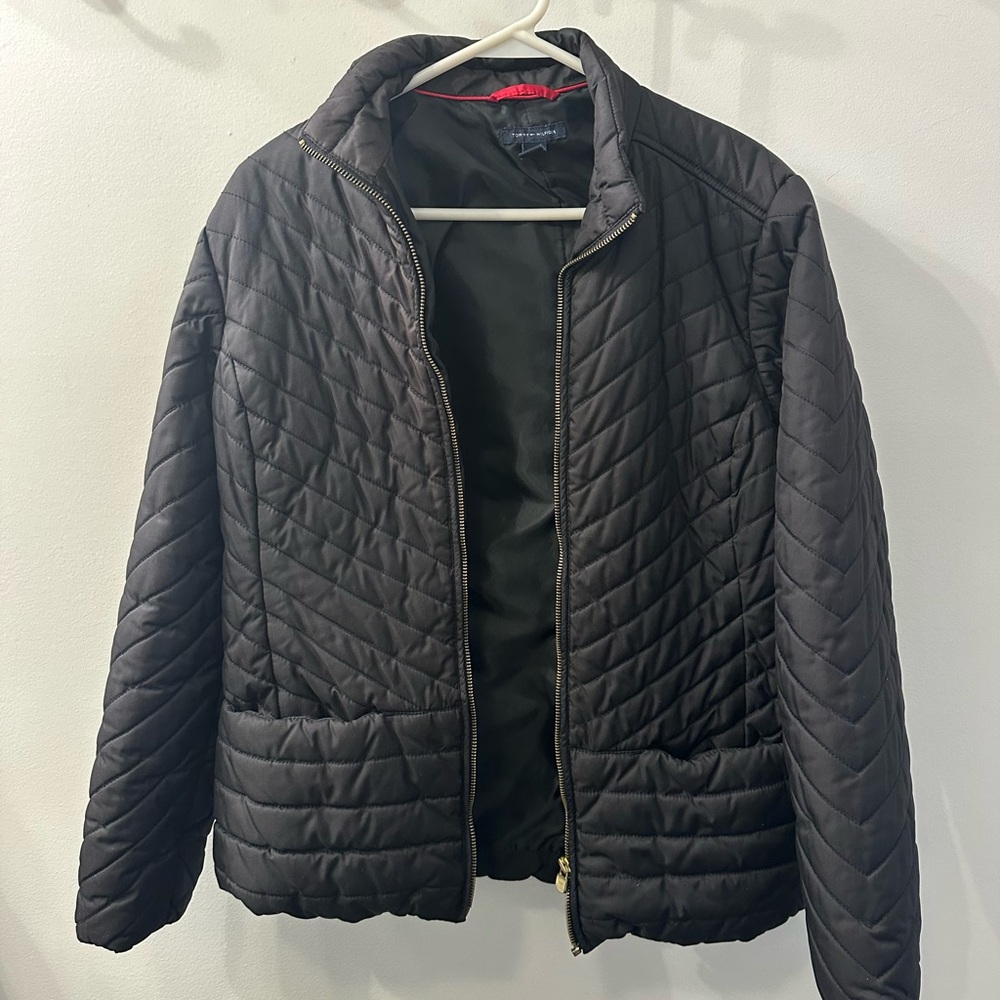 Tommy Hilfiger Black Quilted Diamond-Pattern Puffer Jacket